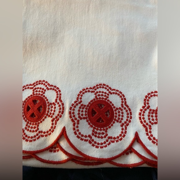 Anthropologie The Colette Scallop-Hem Crop Wide-Leg Jeans by Maeve 32 white new - Picture 4 of 5